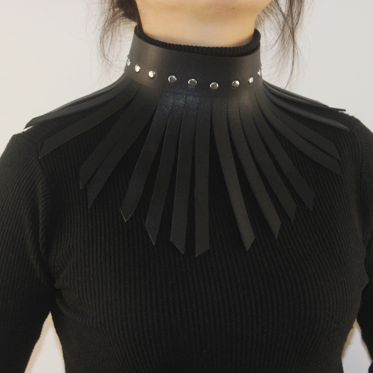 Gothic Adjustable Leather Collar with Tassels