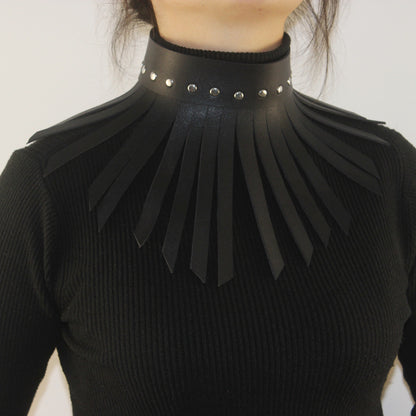Gothic Adjustable Leather Collar with Tassels