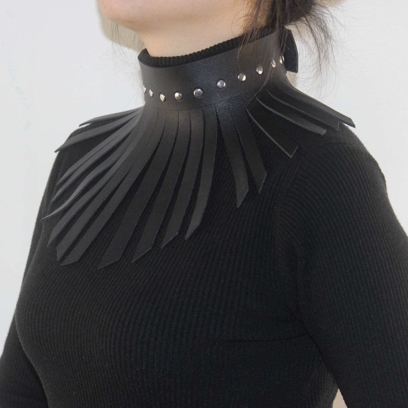Gothic Adjustable Leather Collar with Tassels