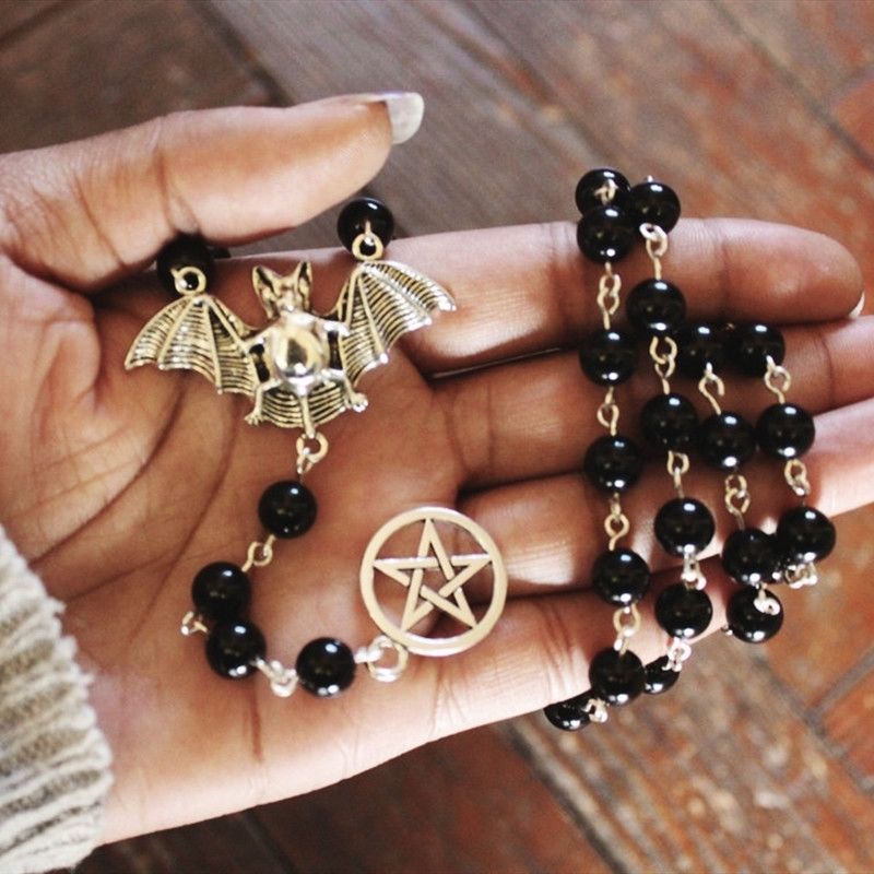 Gothic Bat Pentagram Necklace Pendant