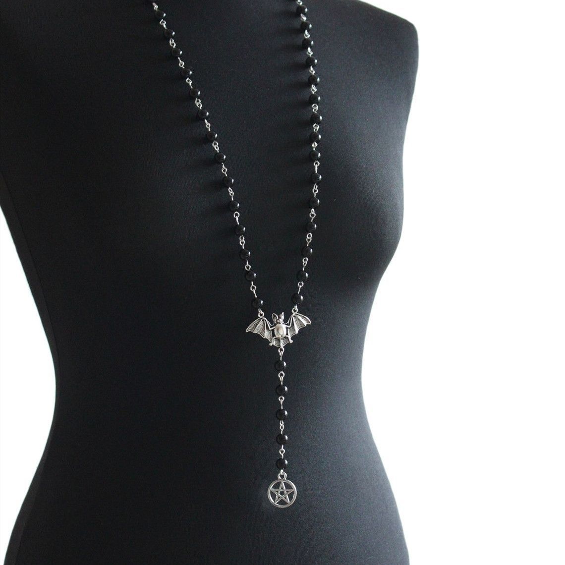 Gothic Bat Pentagram Necklace Pendant
