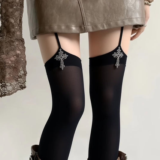 Gothic Cross Dark Y2K Stockings