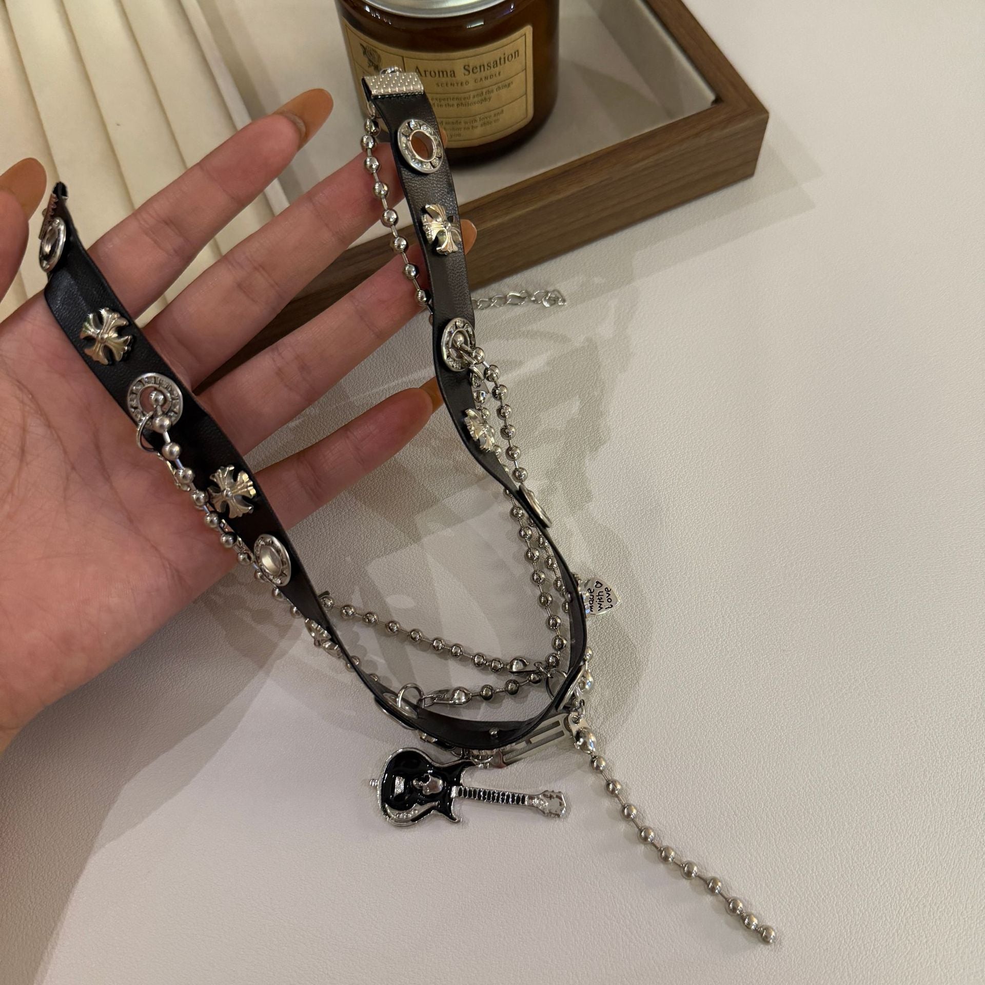 Gothic Cross Guitar Choker Necklace