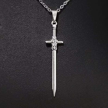 Gothic Cross Sword Pendant Necklace