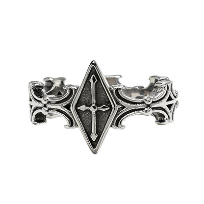 Gothic Cross Titanium Steel Ring for Men Retro Vintage Jewelry