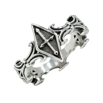 Gothic Cross Titanium Steel Ring for Men Retro Vintage Jewelry