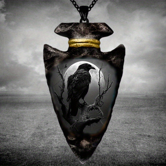 Gothic Crow Pendant Necklace for Men