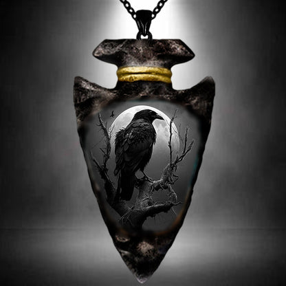 Gothic Crow Pendant Necklace for Men
