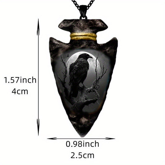 Gothic Crow Pendant Necklace for Men