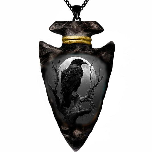 Gothic Crow Pendant Necklace for Men