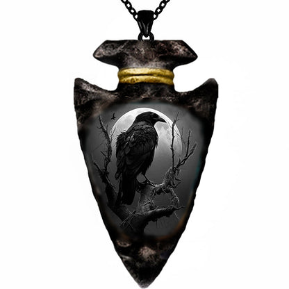 Gothic Crow Pendant Necklace for Men
