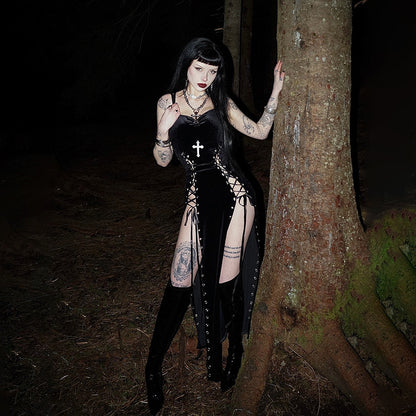 Gothic High Slit Strap Dress for Women