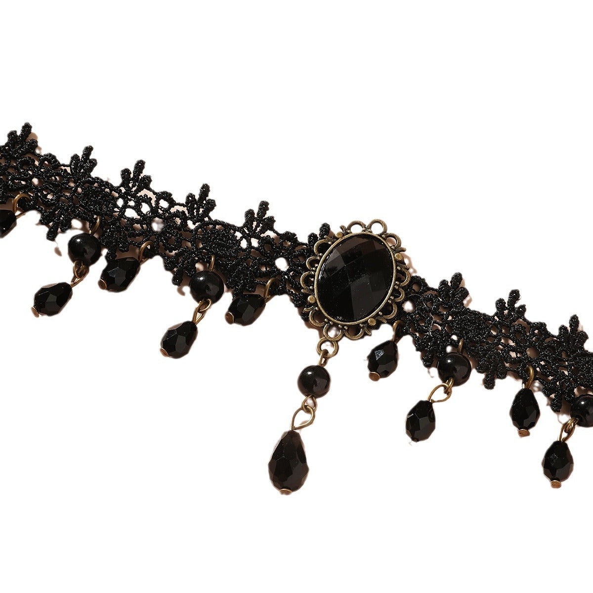 Gothic Lace Choker Necklace with Tassel Pendant
