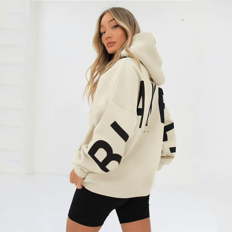 Gothic Letter Print Hooded Sweatshirt