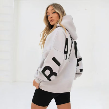 Gothic Letter Print Hooded Sweatshirt