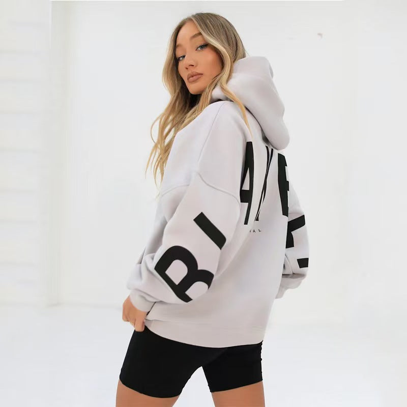 Gothic Letter Print Hooded Sweatshirt