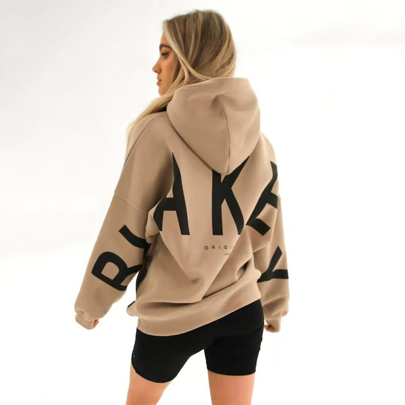 Gothic Letter Print Hooded Sweatshirt