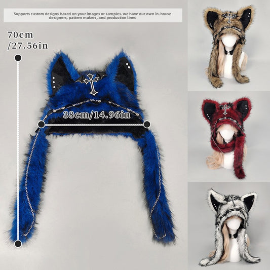 Gothic Plush Cat Ear Winter Hat