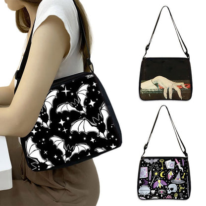 Gothic Print Polyester Underarm Shoulder Bag