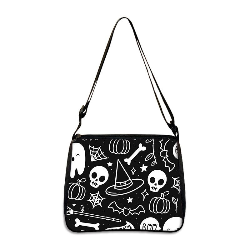 Gothic Print Polyester Underarm Shoulder Bag