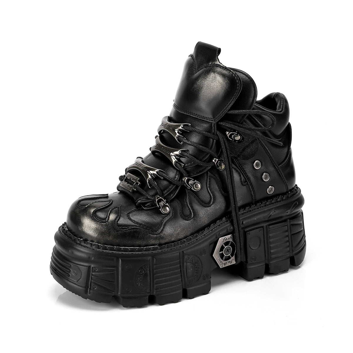 Gothic Punk Platform Boots with Metal Accents