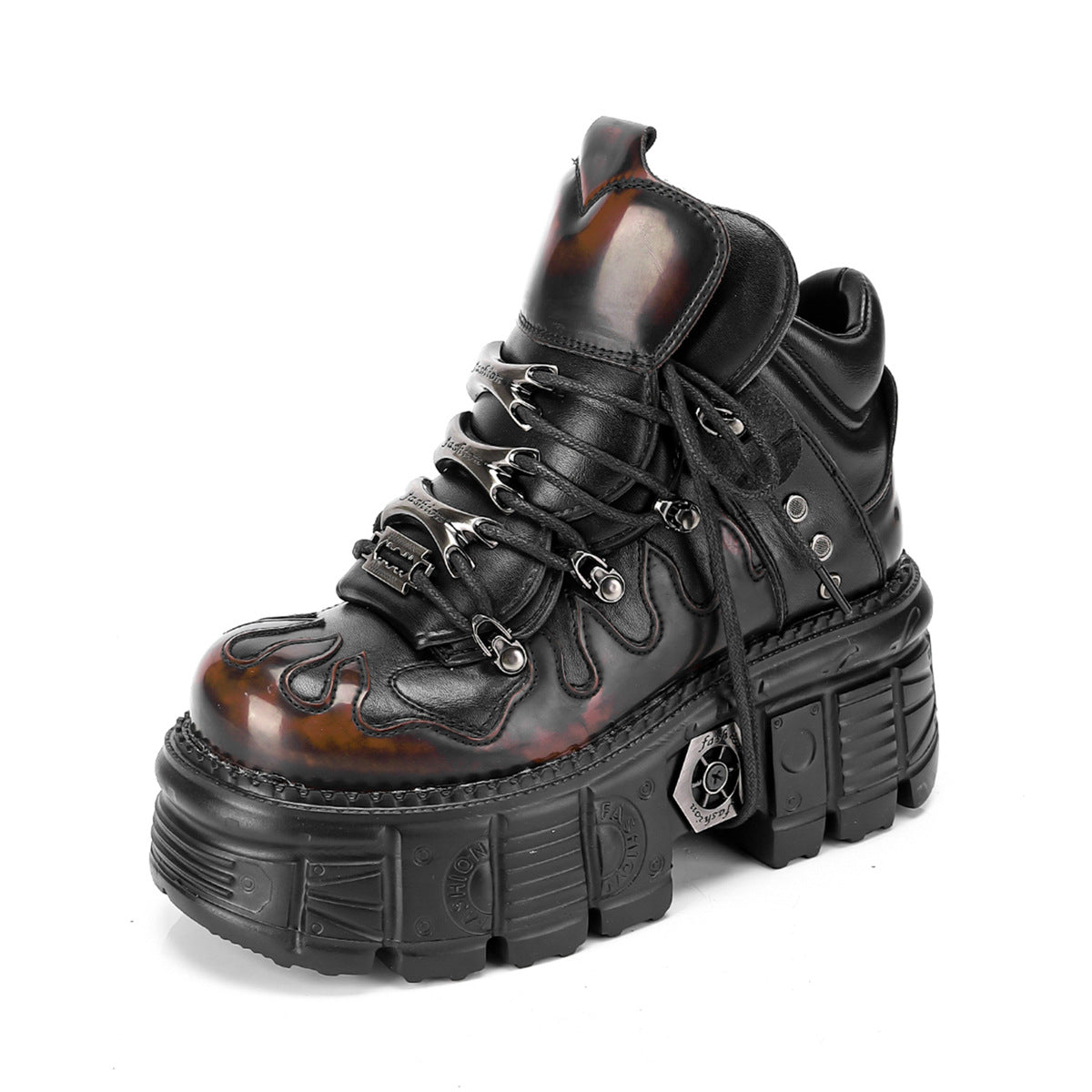 Gothic Punk Platform Boots with Metal Accents