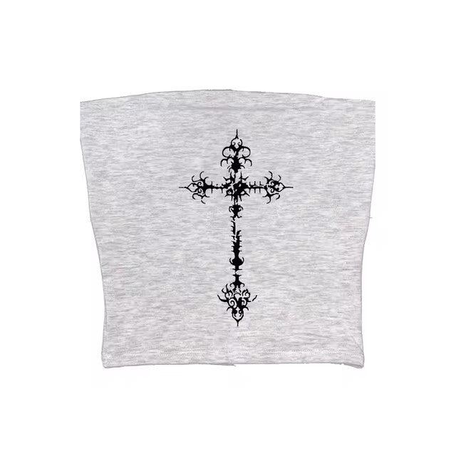 Gothic Punk Print Lace Vest Top