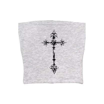 Gothic Punk Print Lace Vest Top