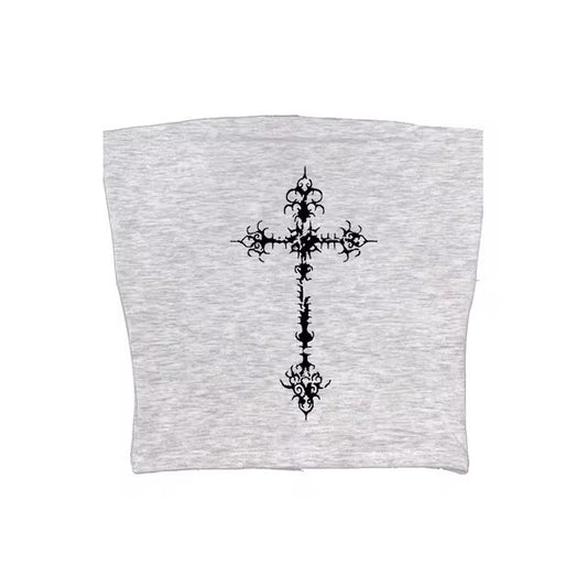 Gothic Punk Print Lace Vest Top