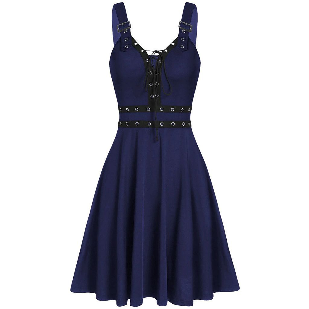 Gothic Punk Sleeveless Strappy Dress