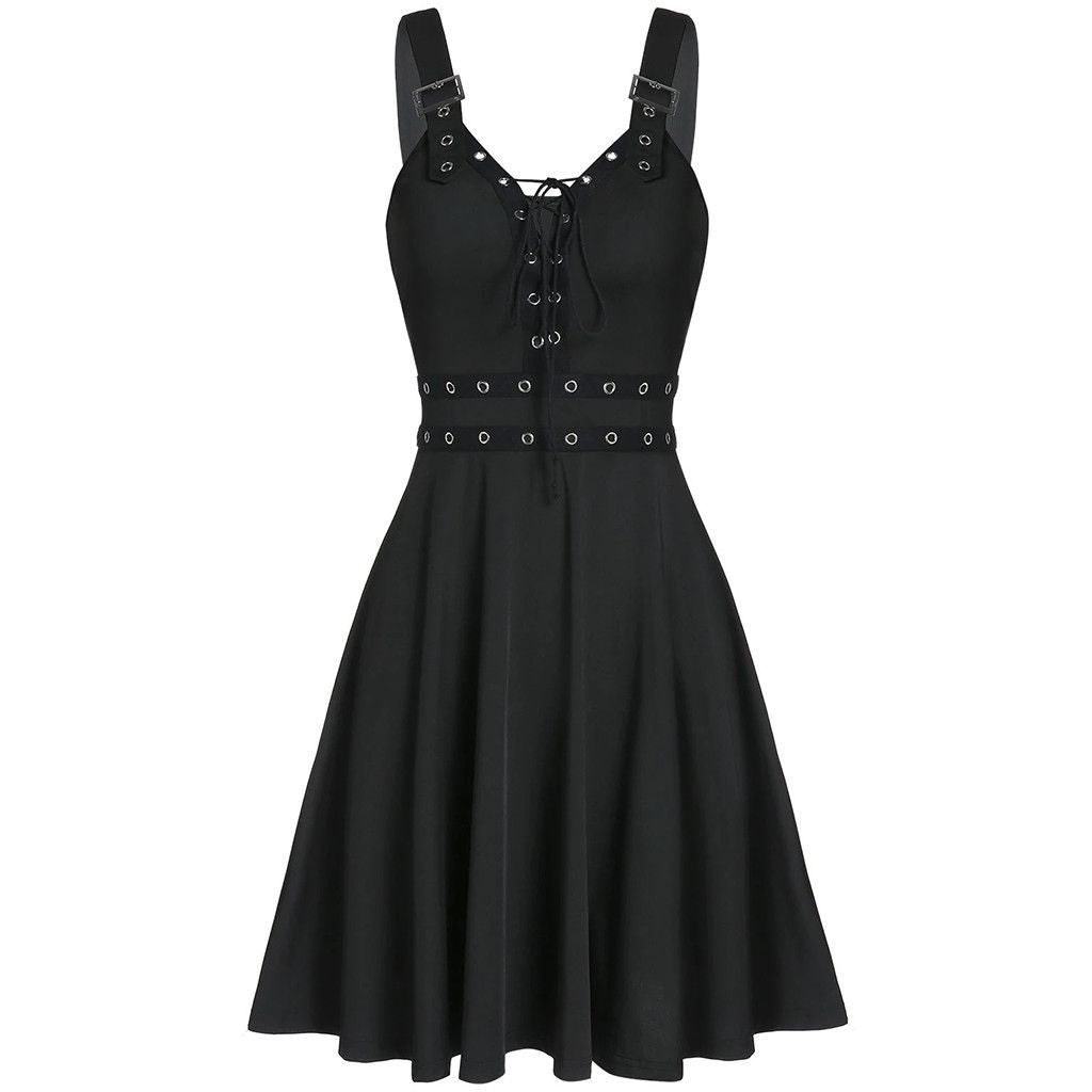 Gothic Punk Sleeveless Strappy Dress