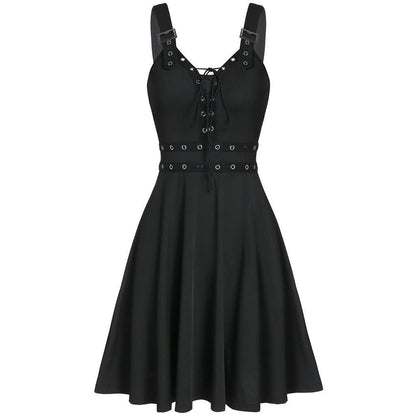 Gothic Punk Sleeveless Strappy Dress