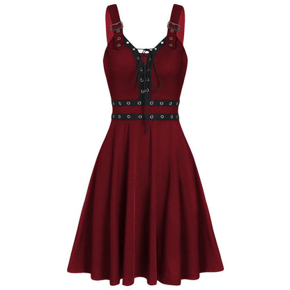 Gothic Punk Sleeveless Strappy Dress
