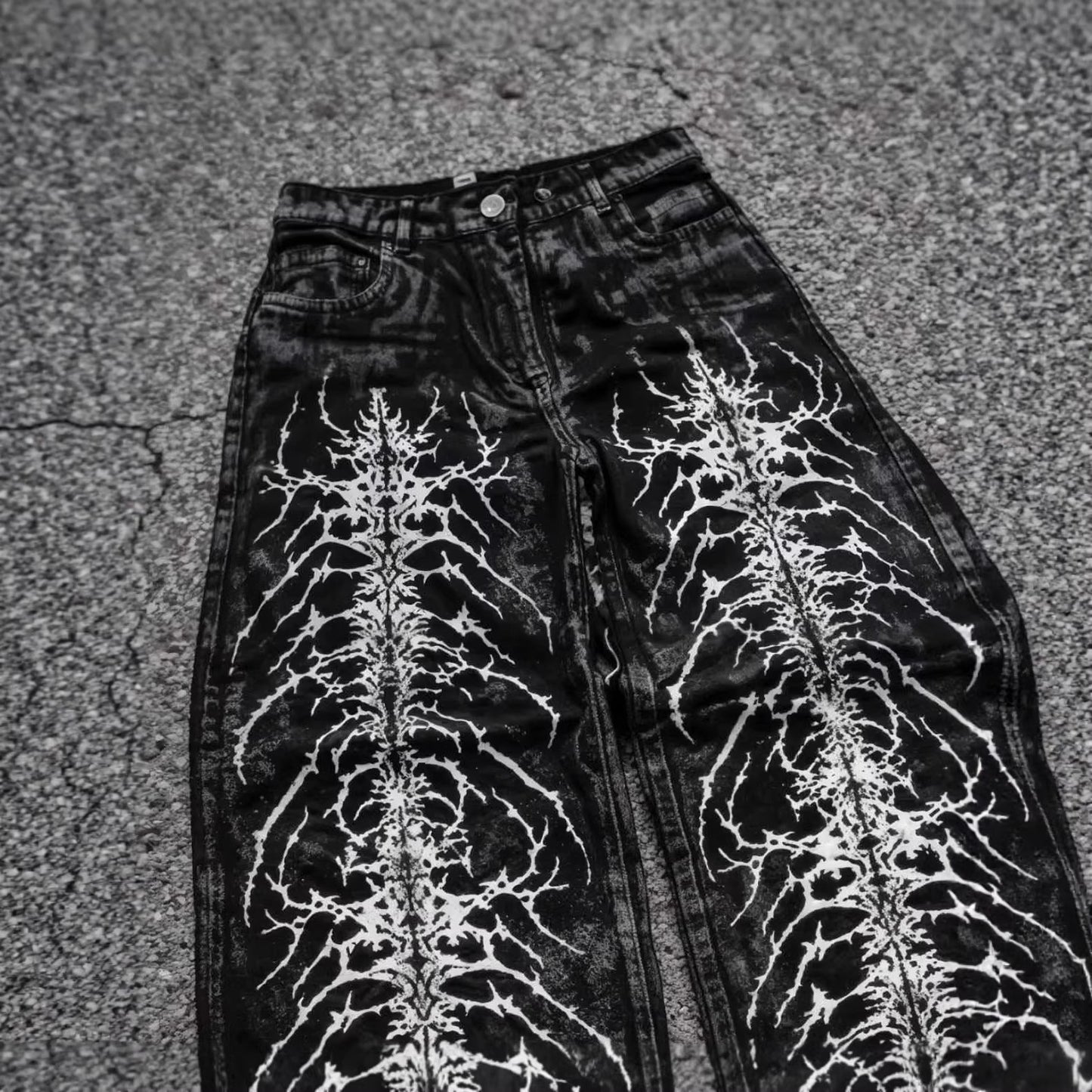 Gothic Retro Print Wide-Leg Pants for Men