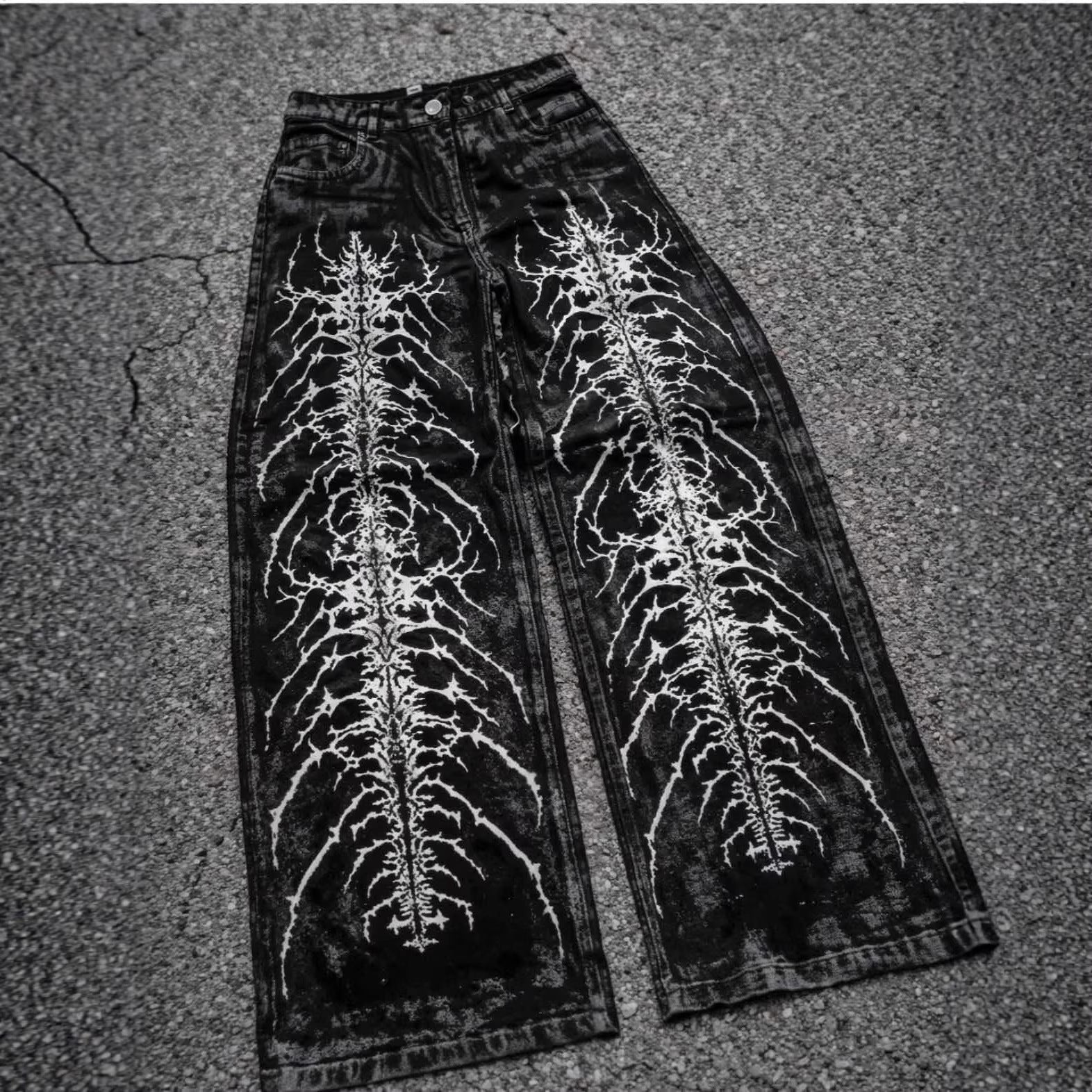 Gothic Retro Print Wide-Leg Pants for Men