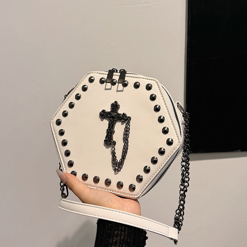 Gothic Rivet Cross Chain Shoulder Bag