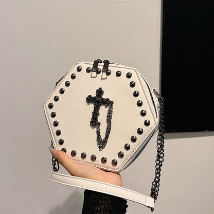 Gothic Rivet Cross Chain Shoulder Bag