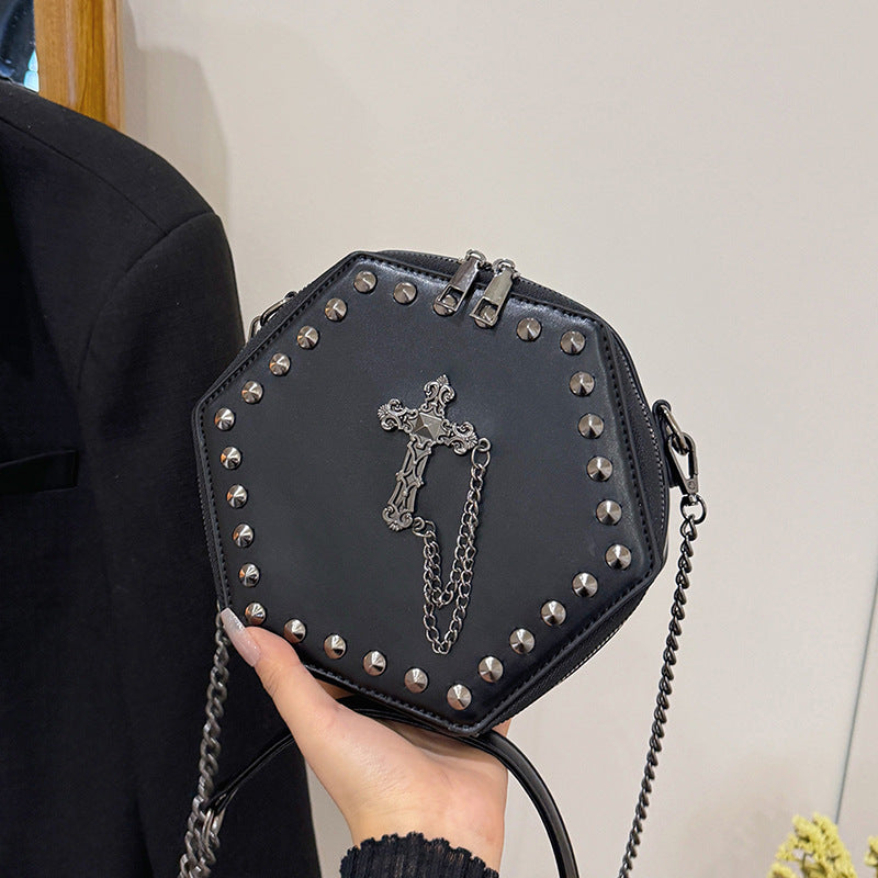 Gothic Rivet Cross Chain Shoulder Bag