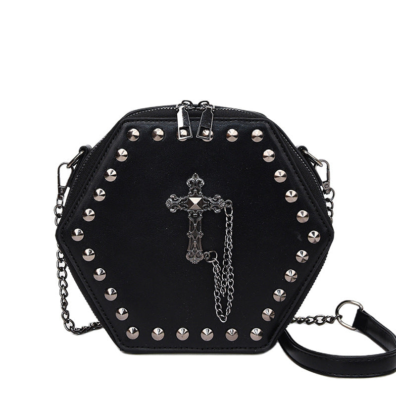 Gothic Rivet Cross Chain Shoulder Bag