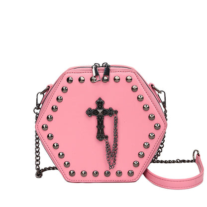 Gothic Rivet Cross Chain Shoulder Bag