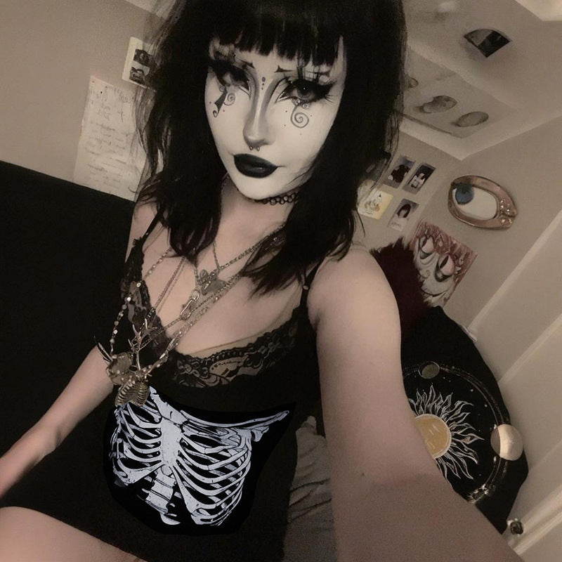 Gothic Skull Kunst Print Hip-Hugging Dress