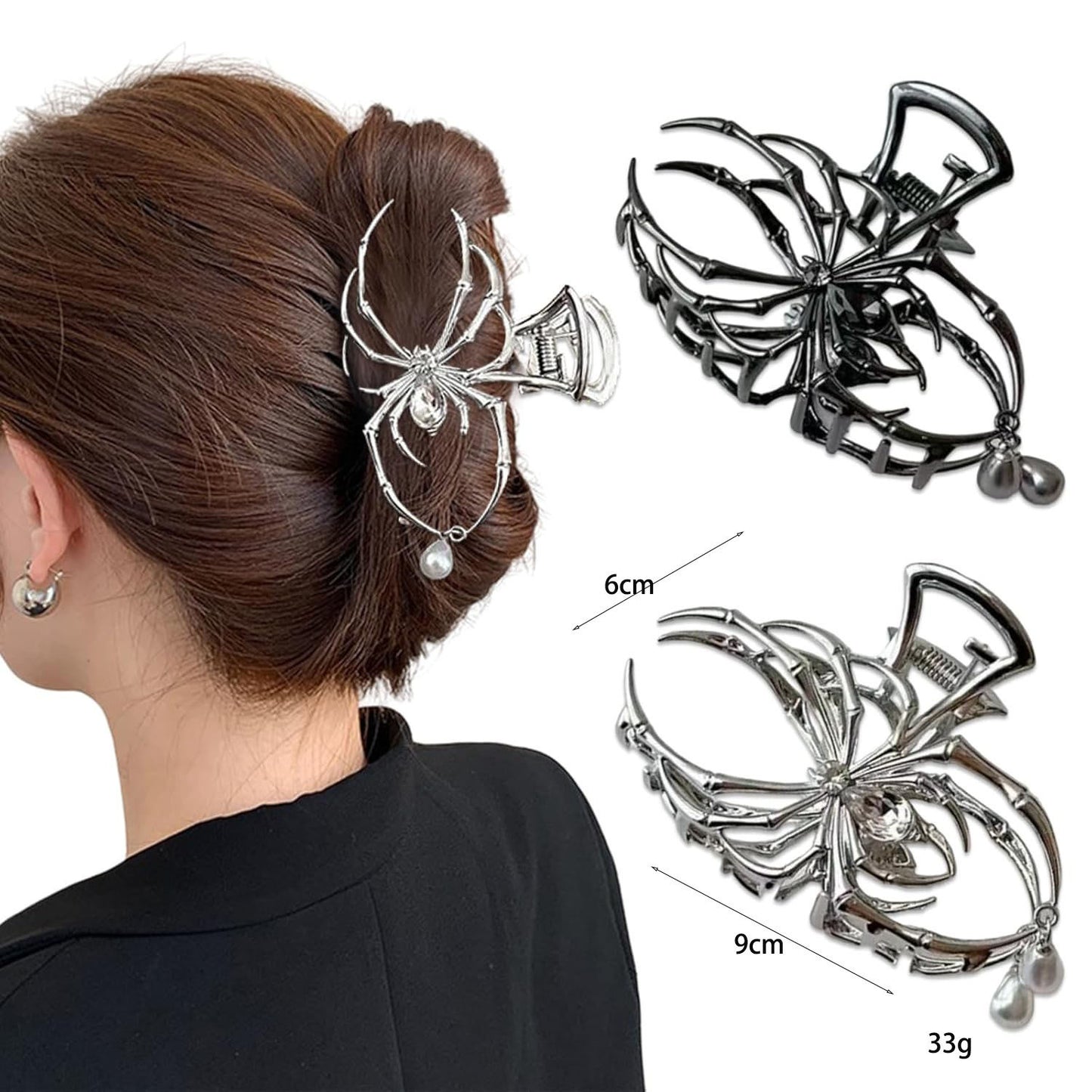 Gothic Spider Skull Hair Clip