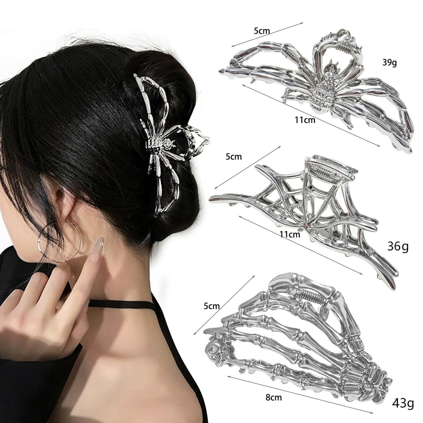 Gothic Spider Skull Hair Clip
