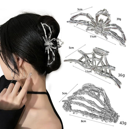 Gothic Spider Skull Hair Clip