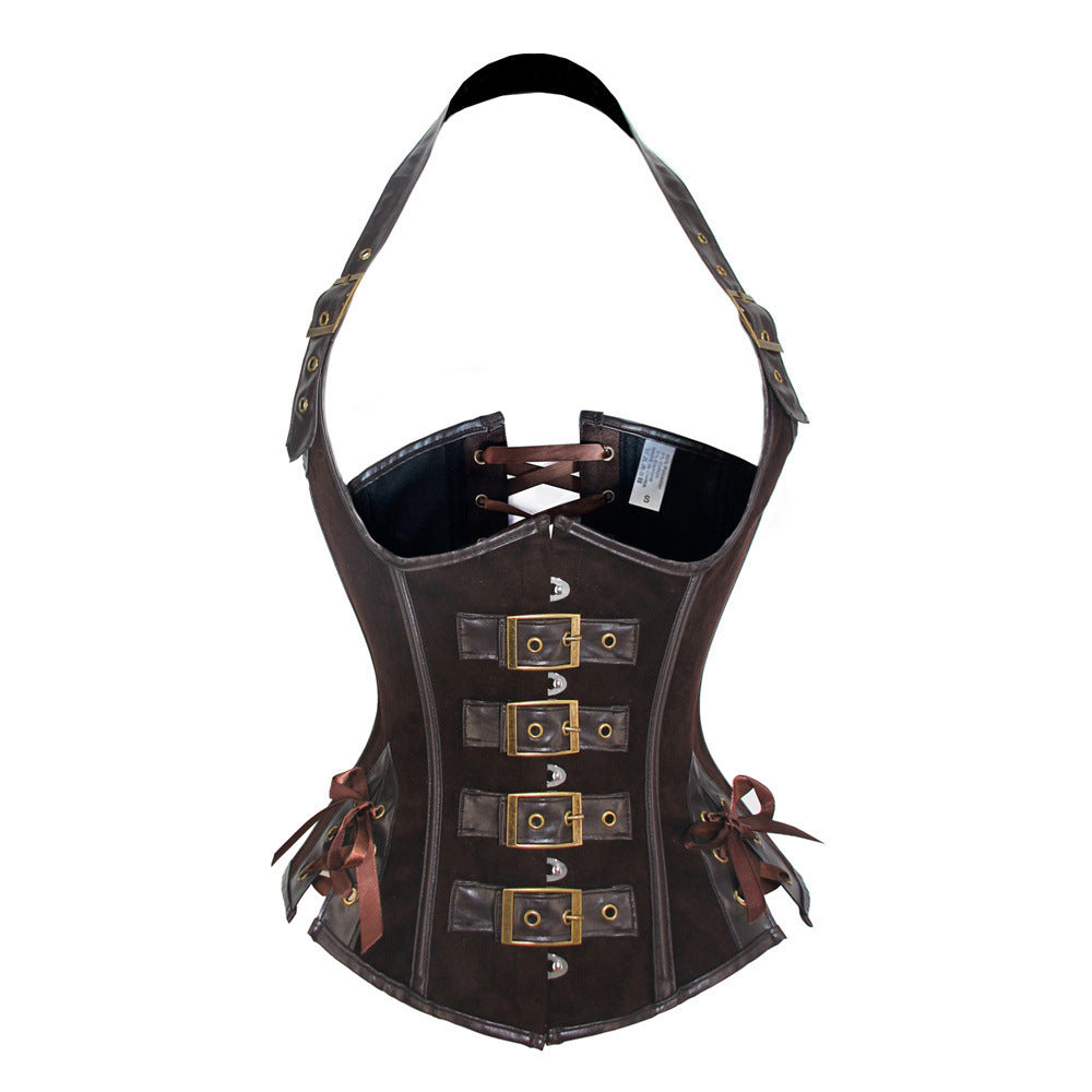 Gothic Steampunk Corset Waist Trainer with Boning