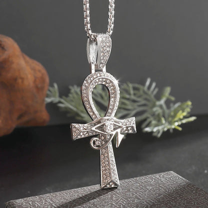 Gothic Titanium Steel Diamond Accent Pendant Necklace
