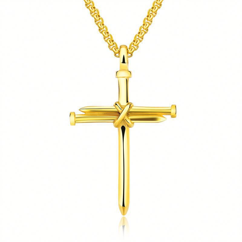 Gothic Titanium Steel Diamond Accent Pendant Necklace