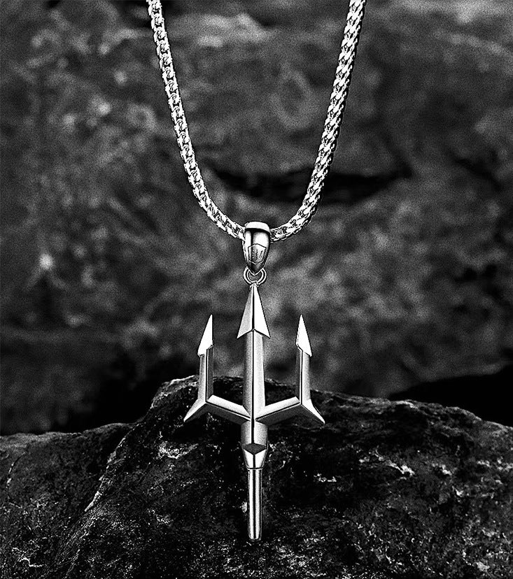 Gothic Titanium Steel Diamond Accent Pendant Necklace
