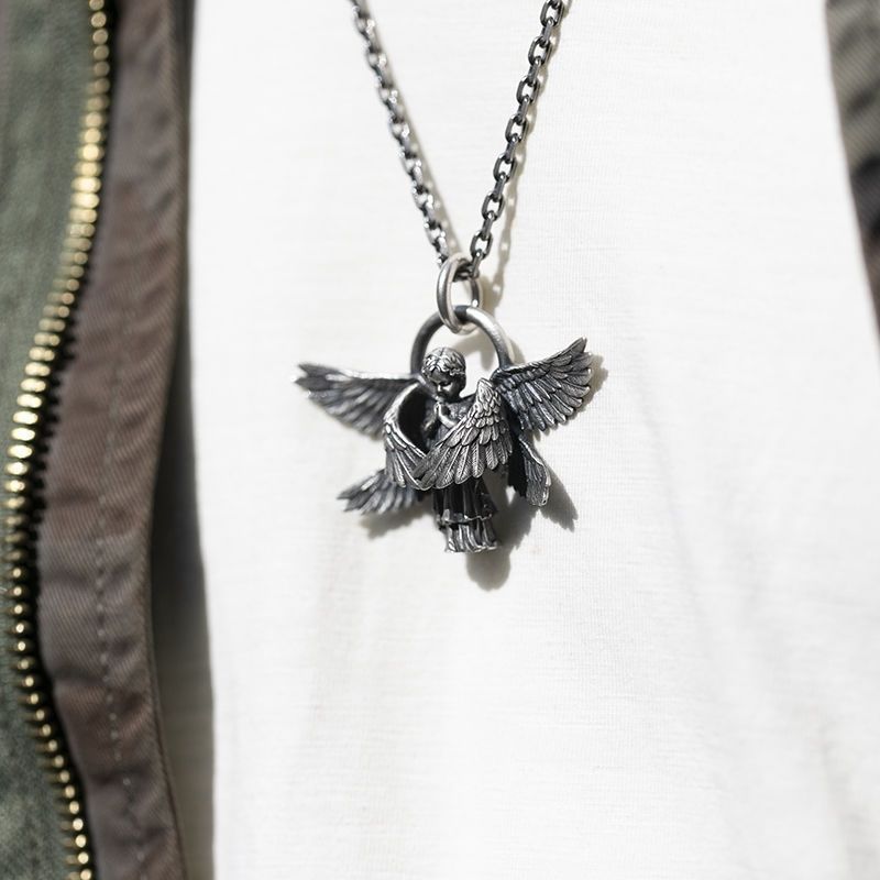 Gothic Titanium Steel Diamond Accent Pendant Necklace