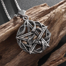 Gothic Titanium Steel Diamond Accent Pendant Necklace